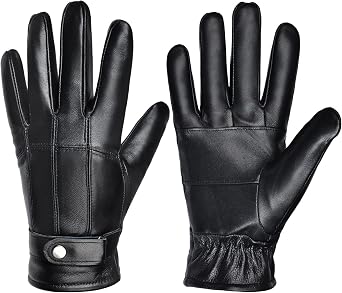 Harssidanzar Leather Gloves For Mens Sheepskin Warmth Lined Winter Leather Gloves SM049US