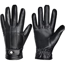 Harssidanzar Leather Gloves For Mens Sheepskin Warmth Lined Winter Leather Gloves SM049US