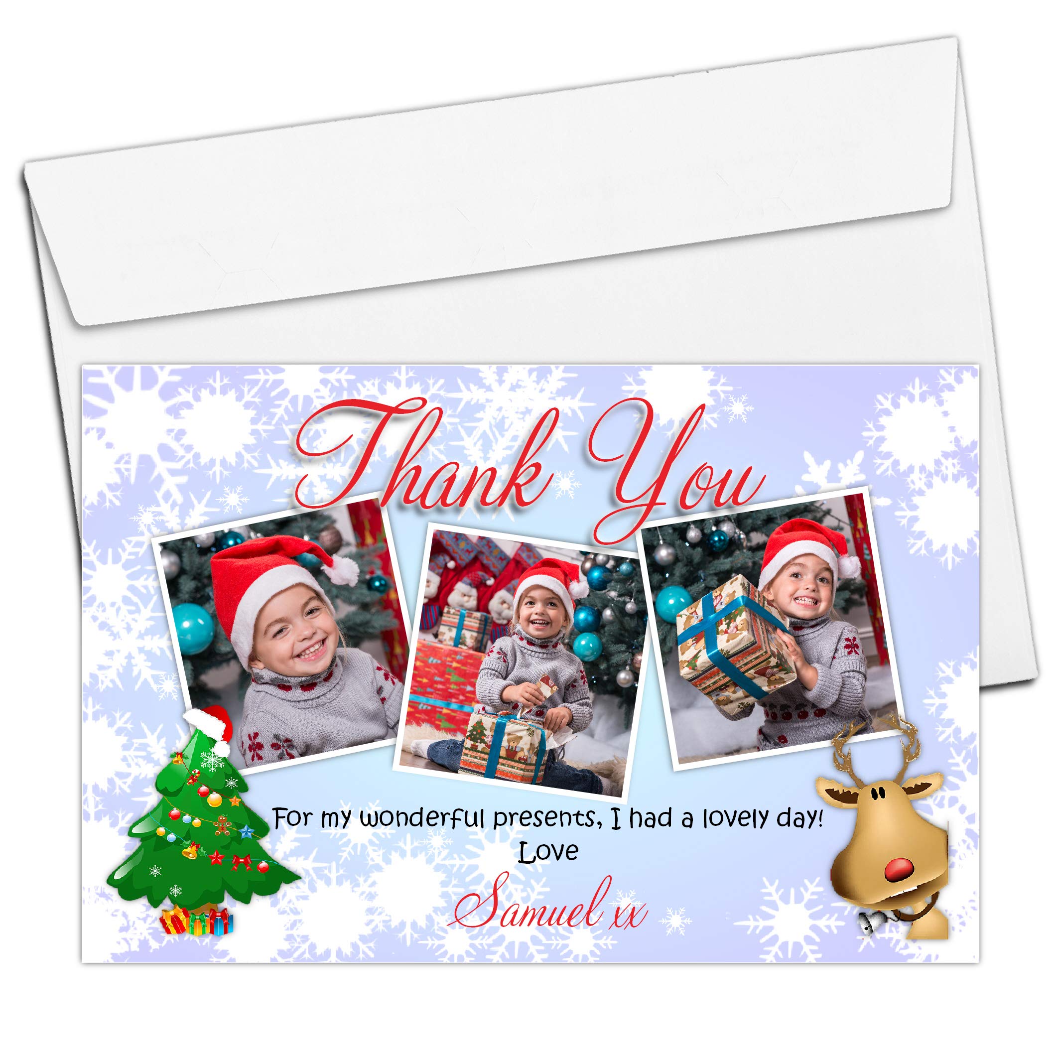 Christmas Xmas Thank You Photo Post Cards Notes N32 for Kids Girls & Boys ~ Pack of 10 LM
