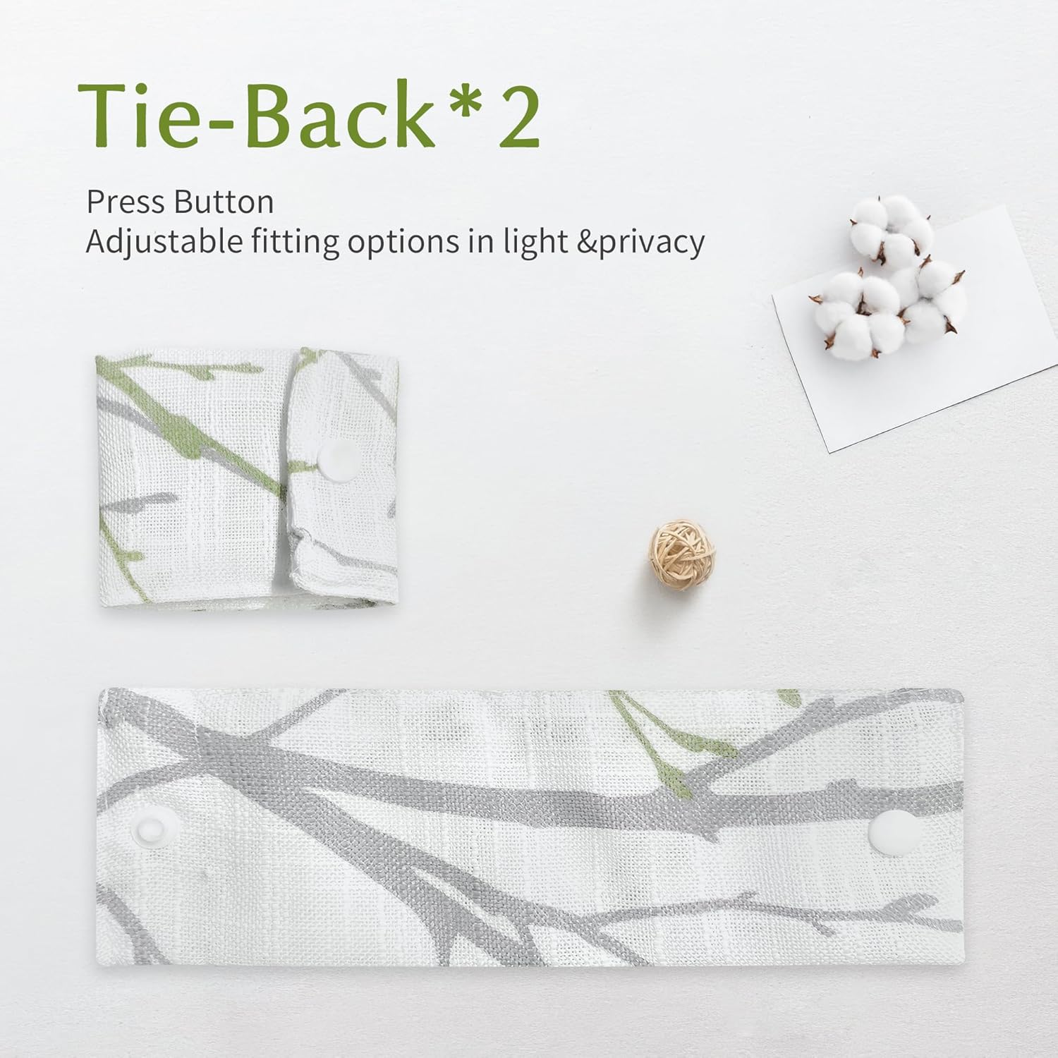 FMFUNCTEX French Door Curtains 72 Inches Long Green and White Semi-Sheer Panel with Matching Tie-Back for Front Doors 50 Inches Wide