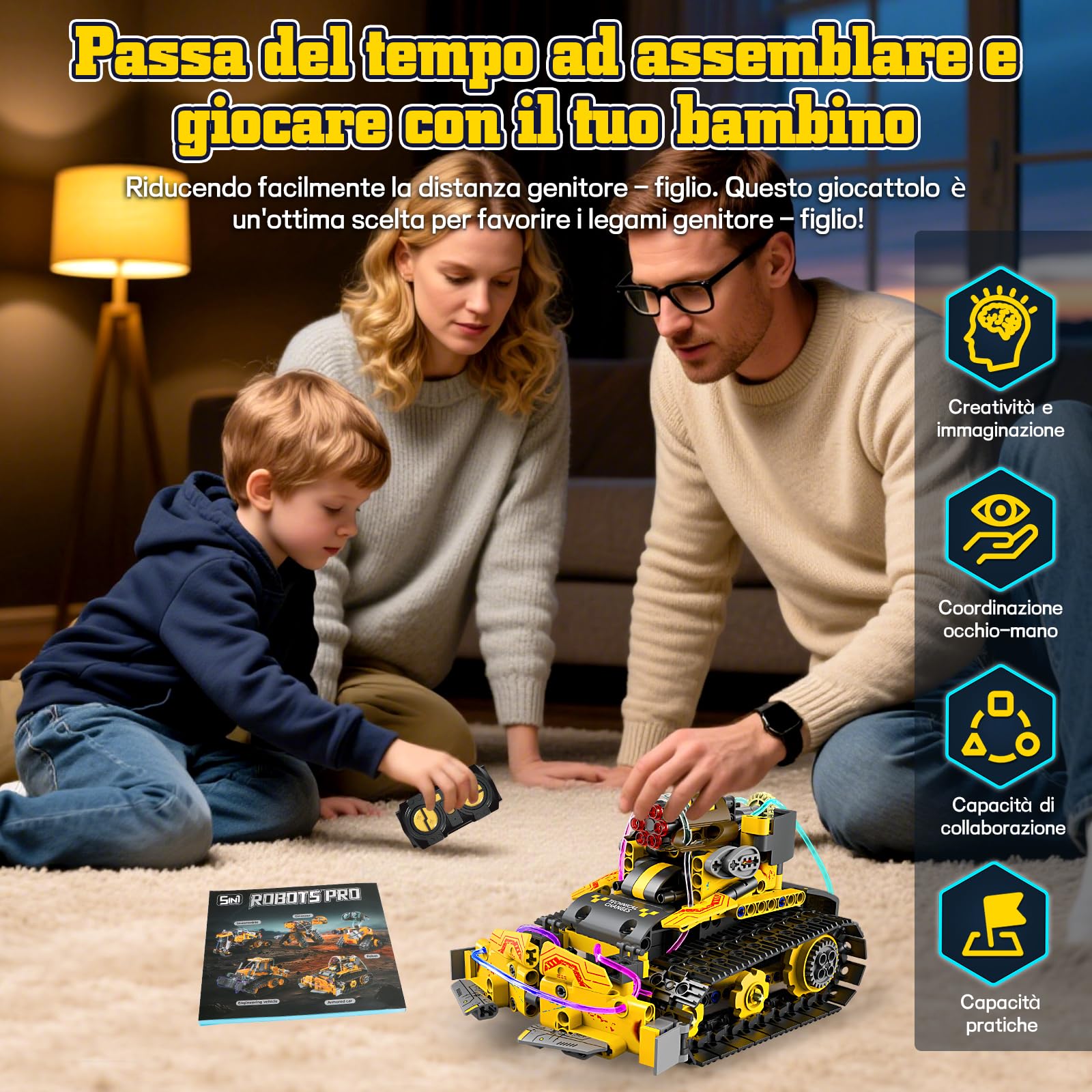 YOOHBERRYS Technic Robot Telecomandati per Bambini, 5-in-1 Kit di Costruzione di Robot Programmabile con App e Telecomando, Regalo Educativo per Ragazzi e Ragazze Dagli 6 ai 12 anni (Giallo)