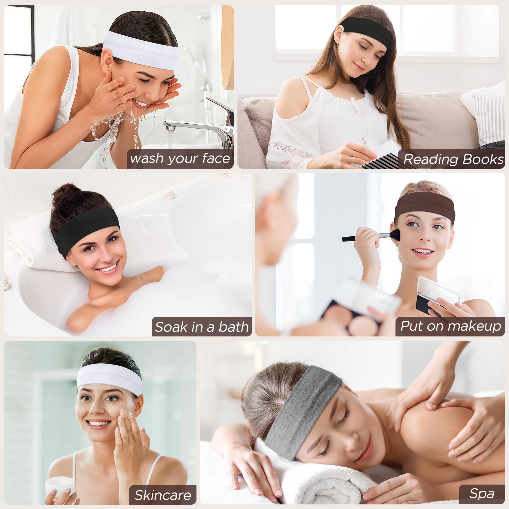 Paquete de 8 diademas antideslizantes para mujer, elegantes bandas deportivas para el cabello de mujer, diademas elásticas de tela de algodón suave para mujer, para yoga, ejercicio al aire libre y 3