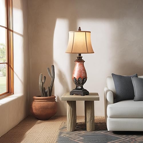 Miniatura 4 de Hamucd Juego de 2 lámparas de mesa rústicas de 29 pulgadas de alto para sala de estar, 3 colores de temperatura regulable, lámparas antiguas para