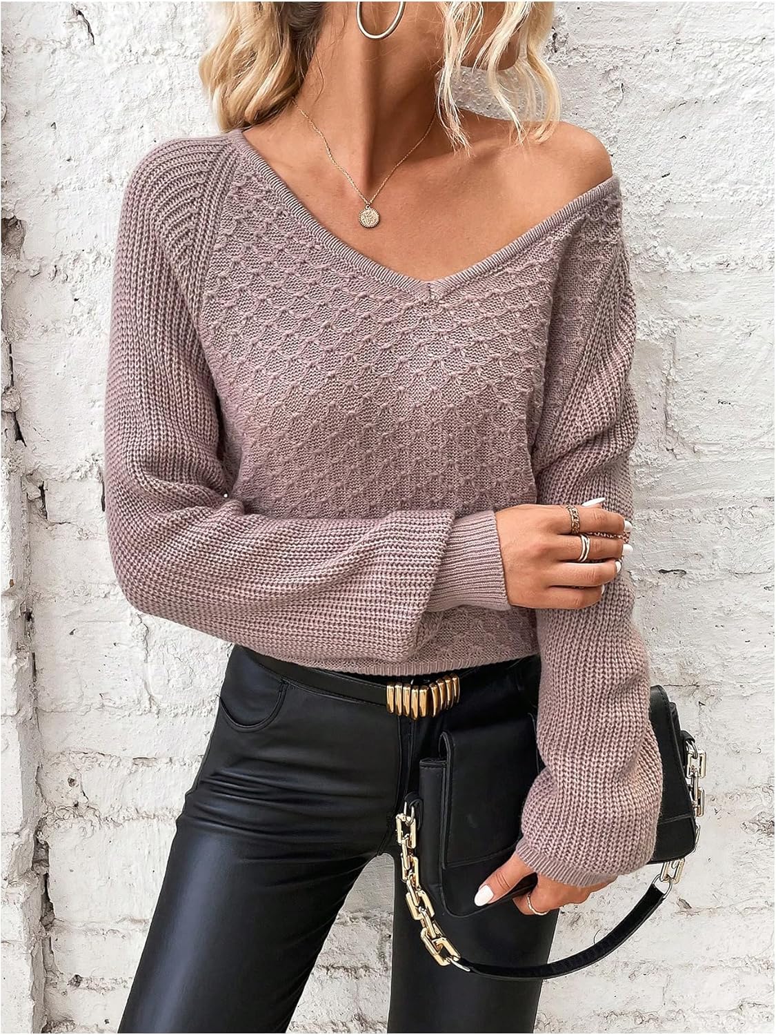 SOLY HUX Lace Long Sleeve Tops for Women Open Back Sweater Backless Dressy Casual Pullovers Y2K Fashion Knitted Jumper - Image 5