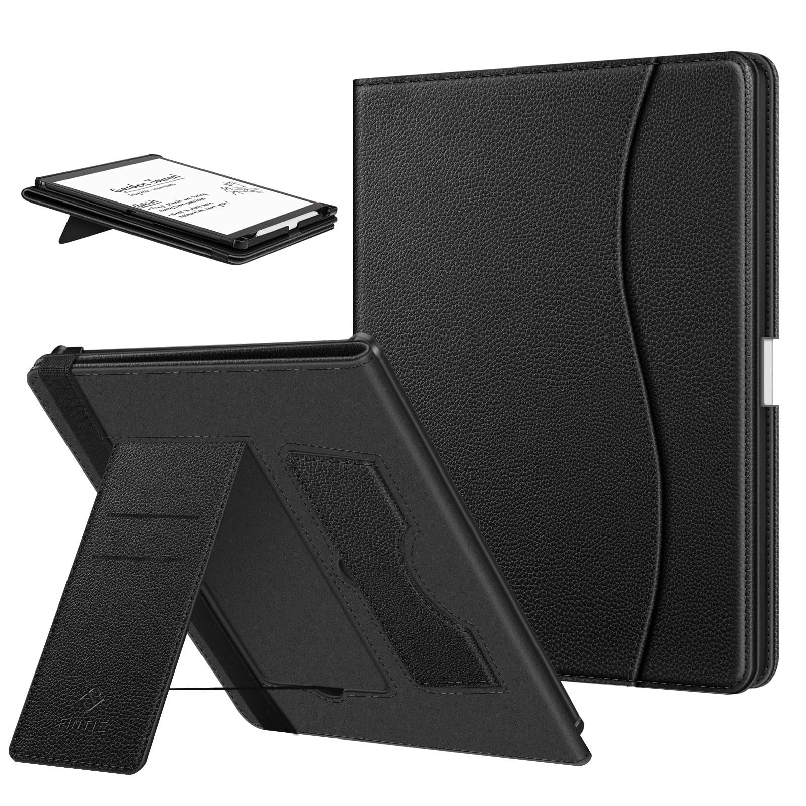 FINTIE Custodia per 11" Kindle Scribe (3ª Generazione, 2025) & Kindle Scribe Colorsoft (1ª Generazion, 2025) - Protettiva Supporto Stand Cover con Slot per schede & Hand Strap, Nero - 1