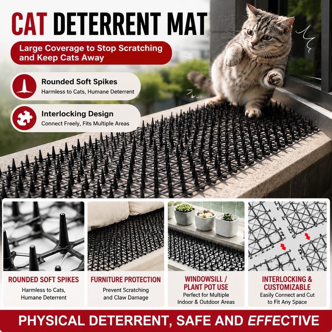 Tapis Répulsif pour Chat avec Pointes Douces Découpables