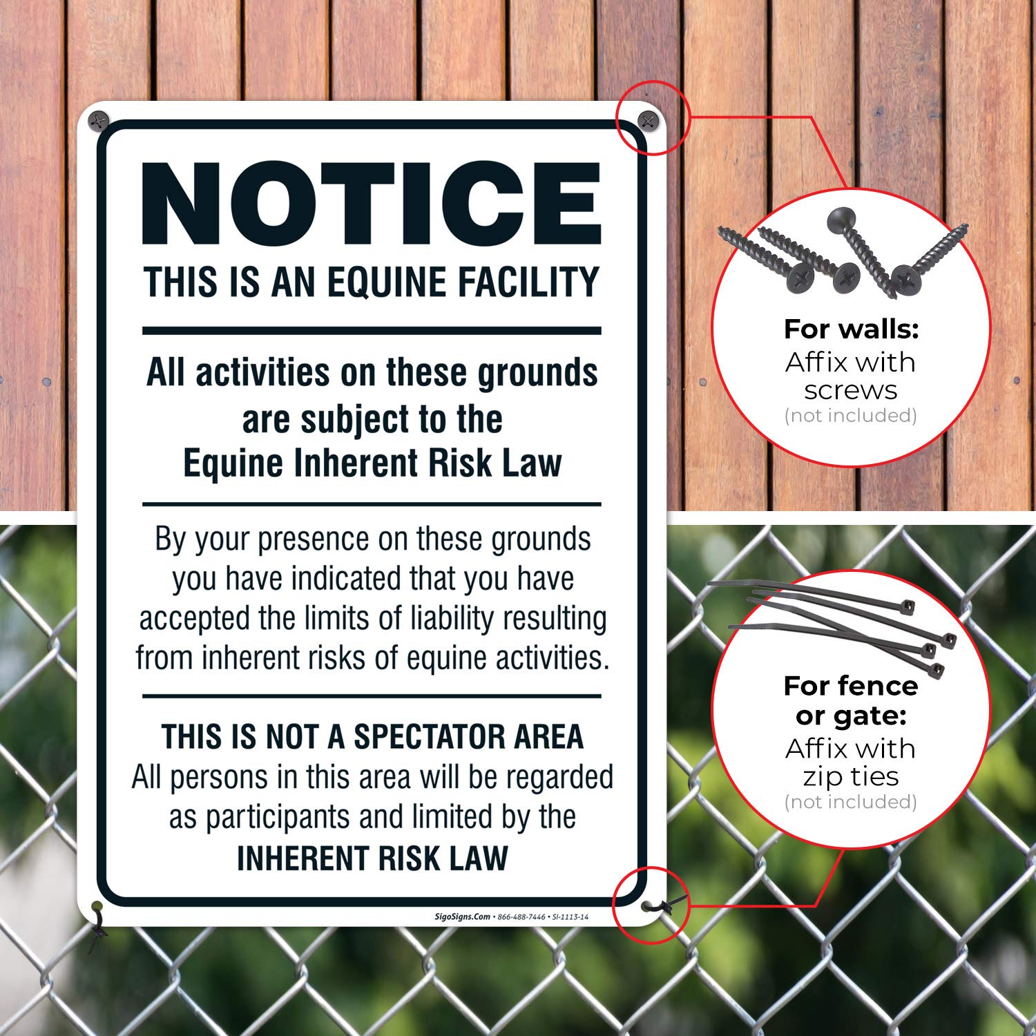 Price Tracking For: Supplemental Equine Liability Sign Warning Statute Horse Barn Stable Farm Signs B00aizyzqm