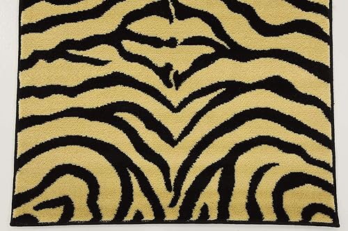 Miniatura 5 de Unique Loom Wildlife Collection - Alfombra inspirada en animales con diseño de cebra, 2 pies 7 pulgadas x 10 pies, amarillonegro