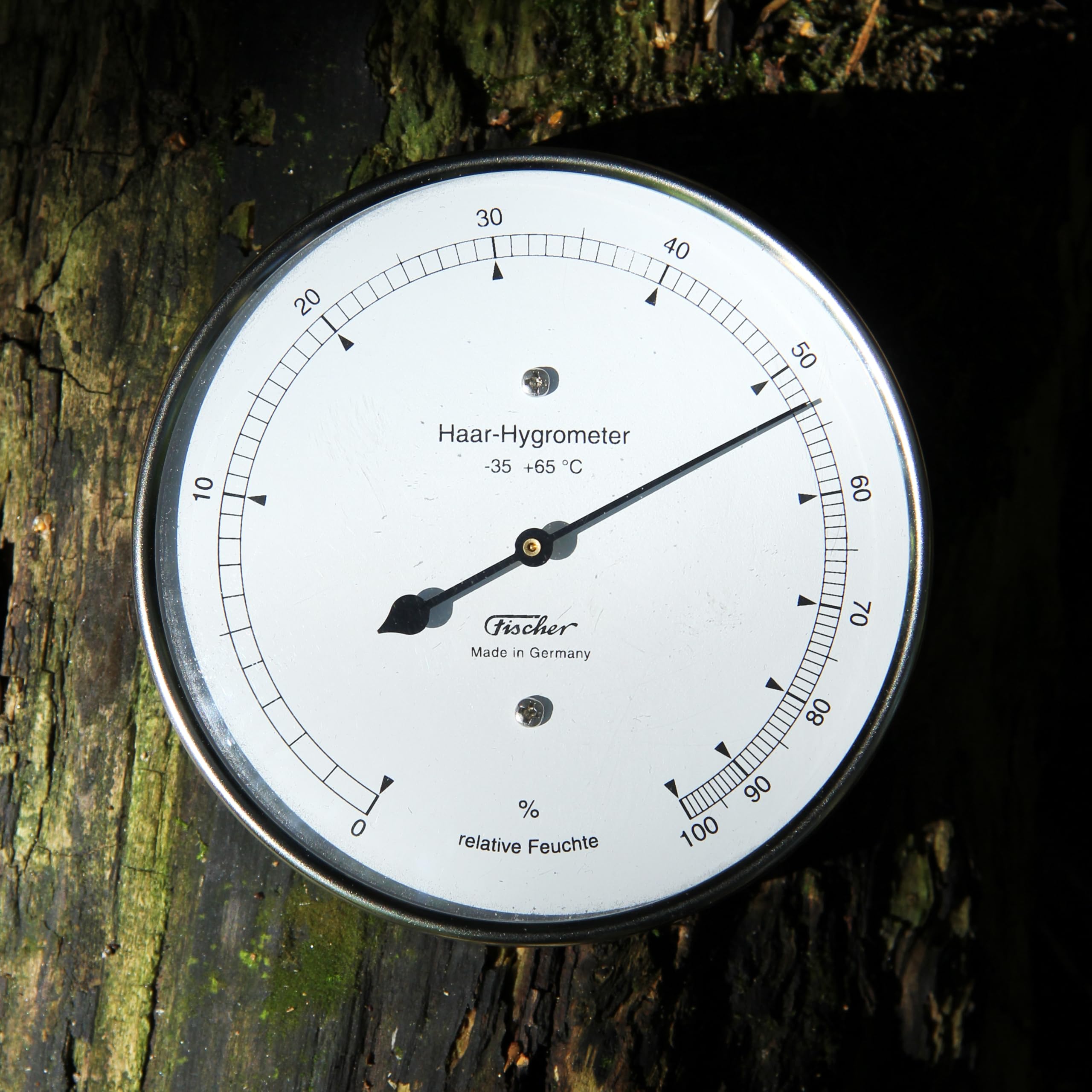 Fischer 111.01 - Hair hygrometer, stainless steel, Diameter 103 mm, Measuring range 0 to 100% relative humidity, accuracy ± 3% RH (20 100%), scale 1% RH