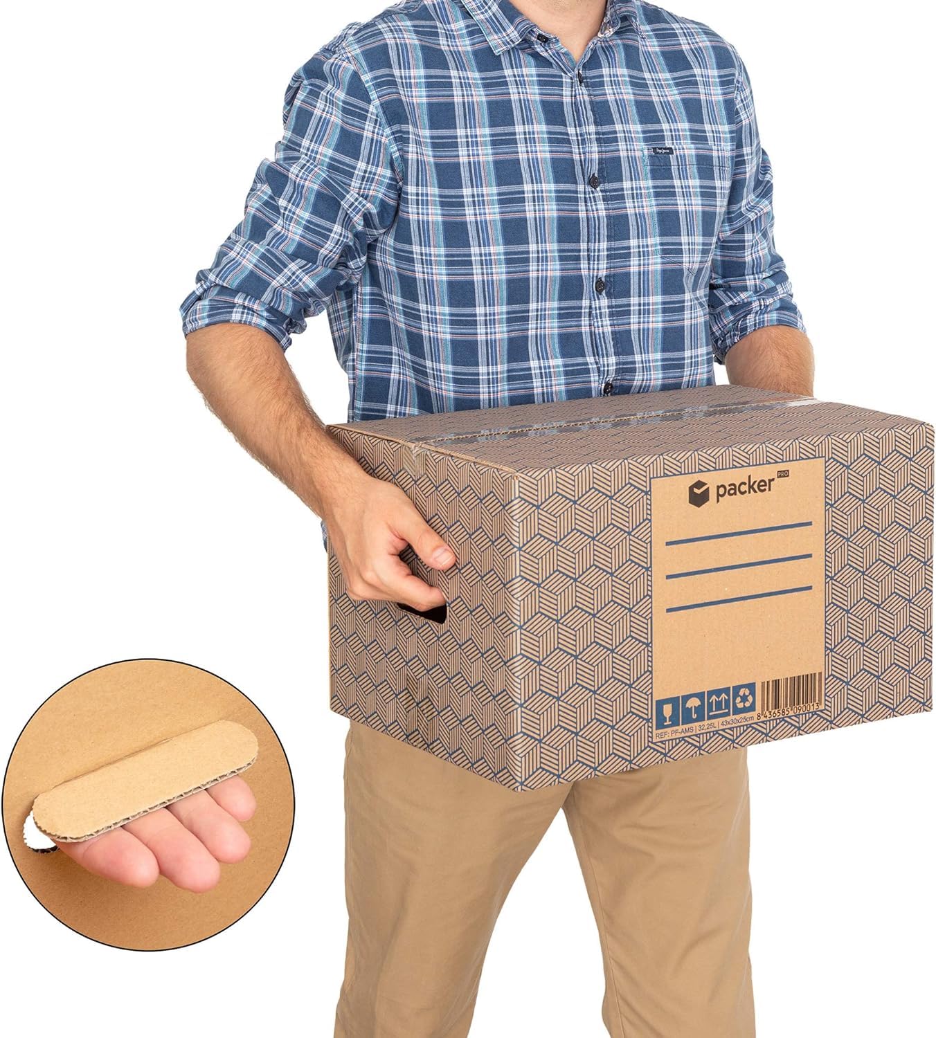 Lot de 12 boîtes de déménagement et de rangement extra larges 600 x 300 x 275 mm Ultra résistantes avec poignées, 100% écologique | Packer PRO (20x (430x300x250mm))