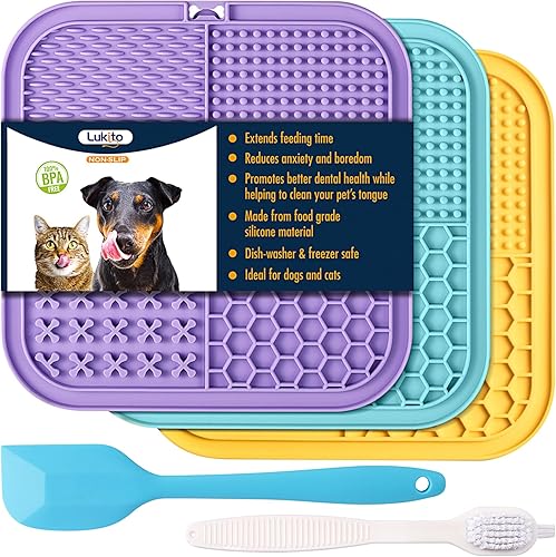 Miniatura 8 de LUKITO Alfombrilla de lamer para perros y gatos, tapete para lamer con ventosas para aliviar la ansiedad del perro, almohadilla para lamer