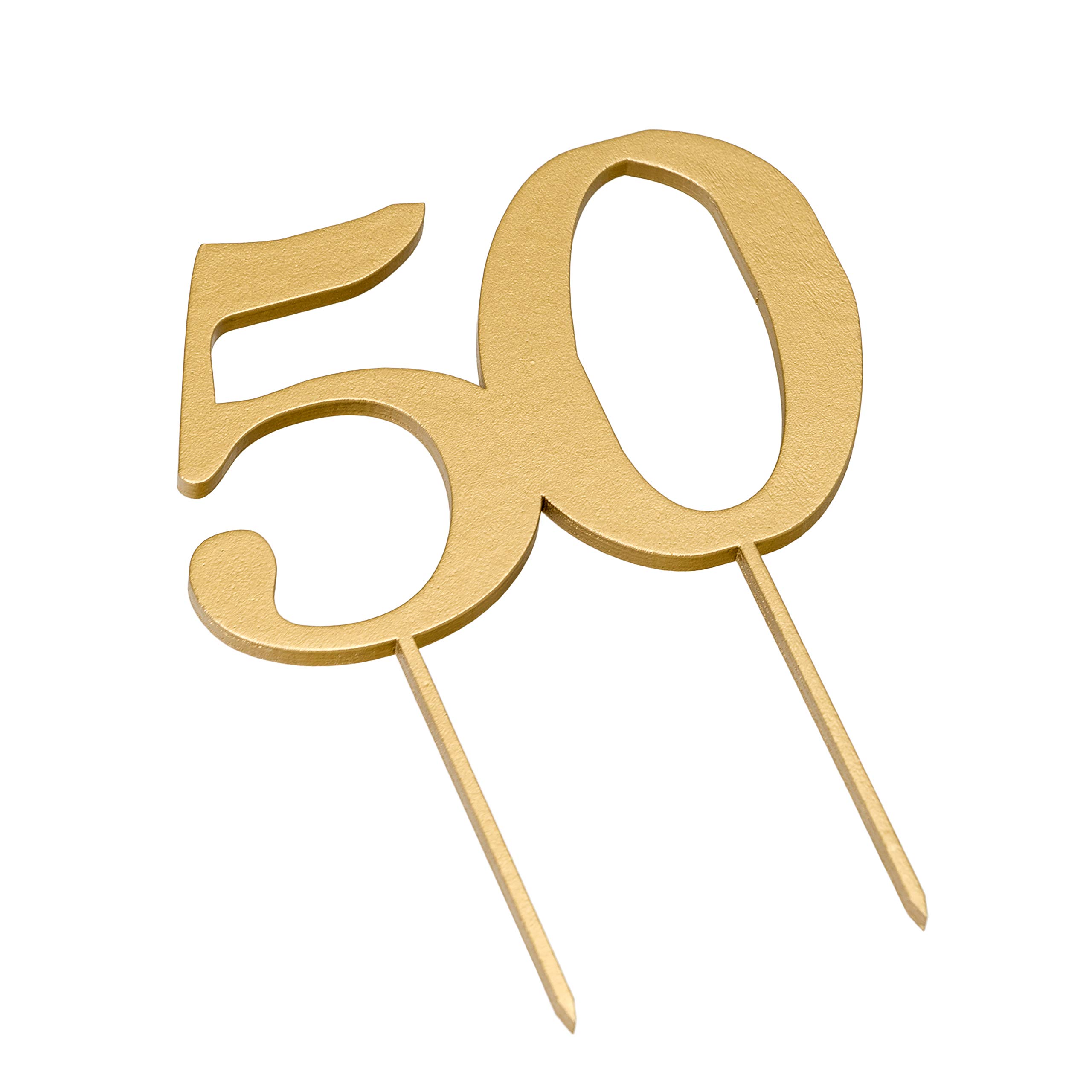 Mopec Wooden Cake Topper, 50, Gold, 12 x 17 cm, 2