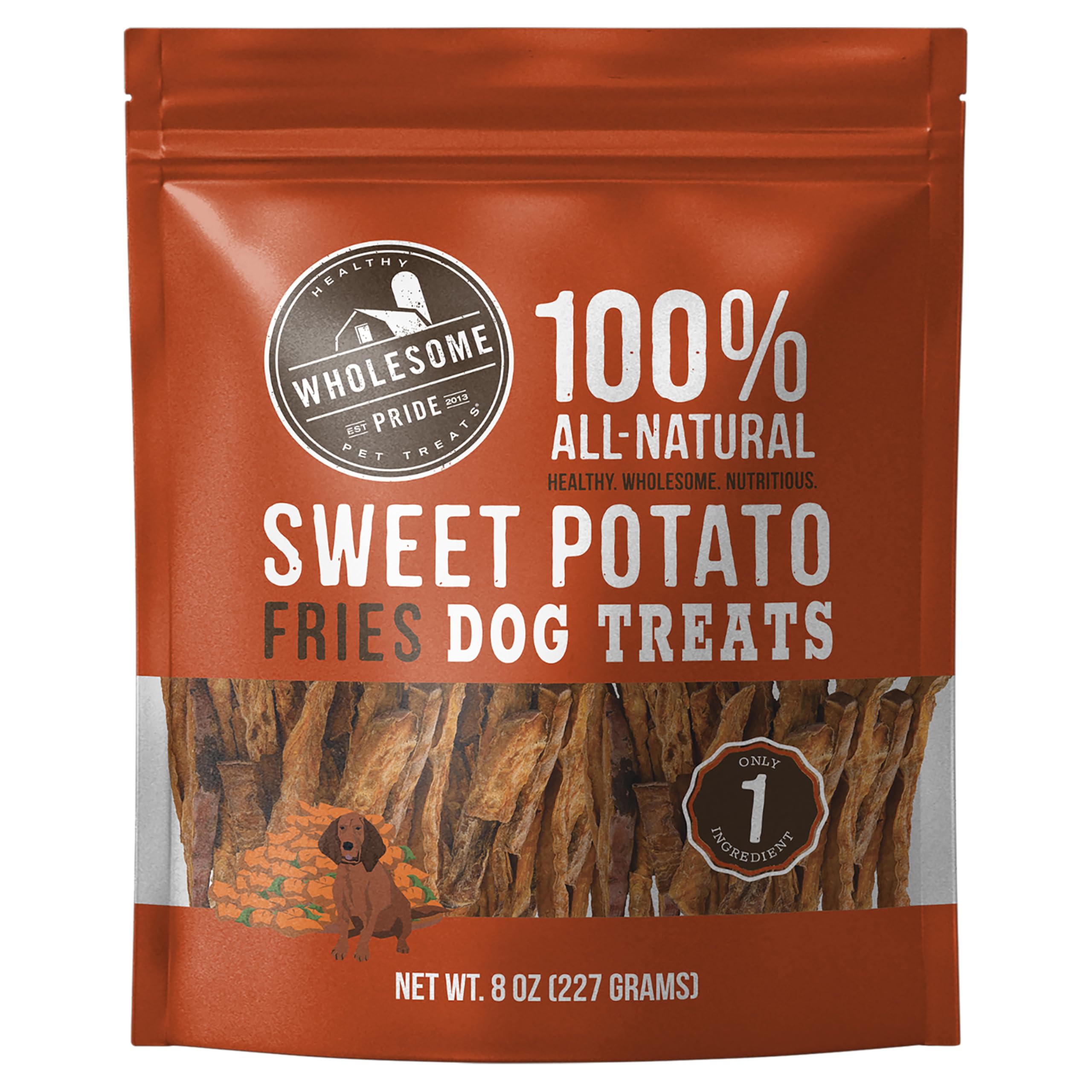 Wholesome Pride Sweet Potato Fries 100% All-Natural Single Ingredient, USA-Sourced Dog Treats, 8 oz