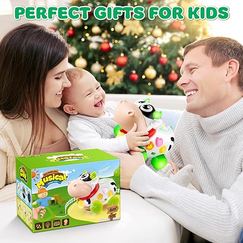 Miniatura 7 de Juguetes para bebés de 6-12-18 meses, juguetes musicales de vaca para niños de 1 año, juguete infantil gateando caminando de 7, 8, 9, 10 meses,