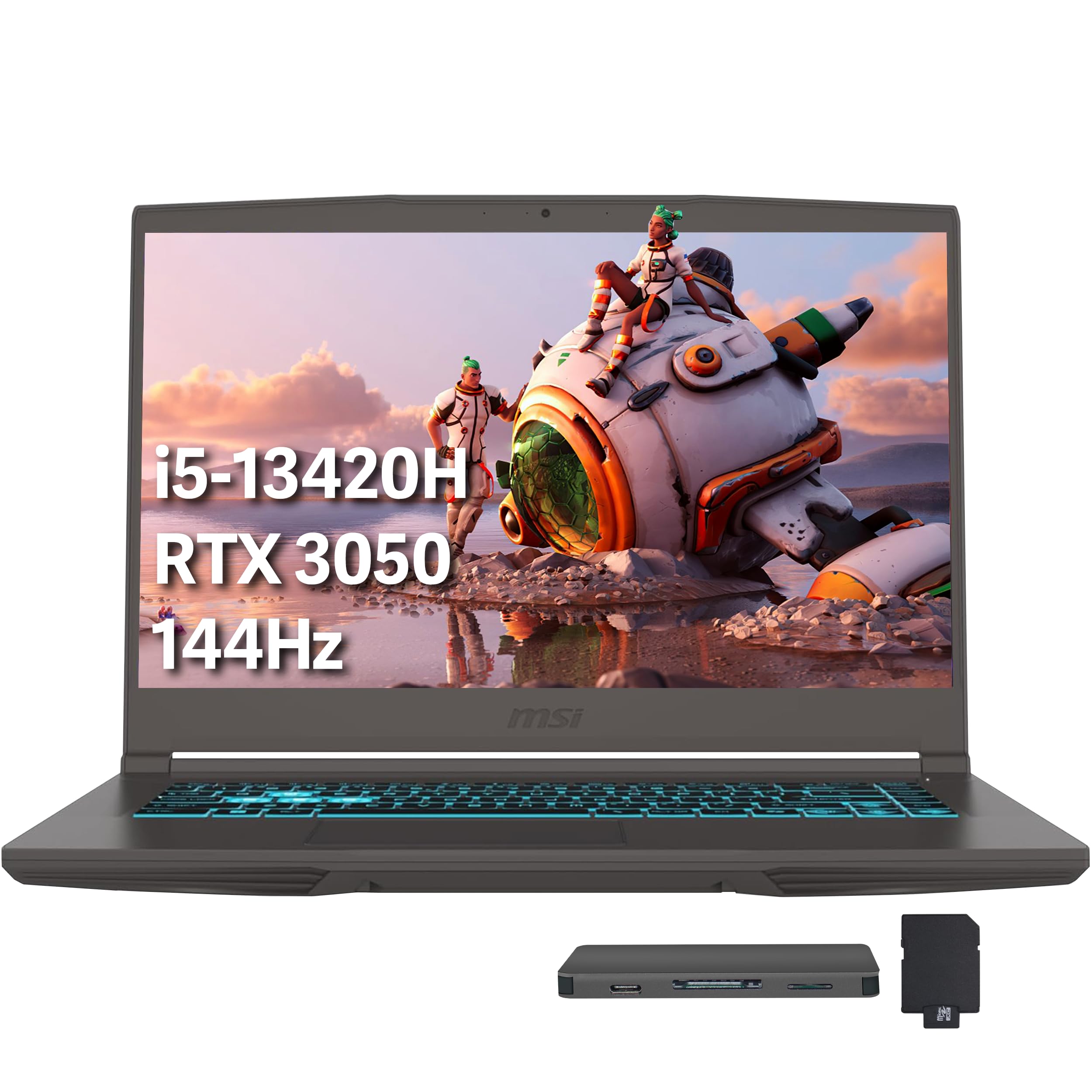 msi Thin 15.6" 144Hz FHD IPS Gaming Laptop, Intel Core i5-13420H, 16GB RAM, 1TB SSD, NVIDIA GeForce RTX 3050, Wi-Fi 6, Backlit Keyboard, Windows 11,