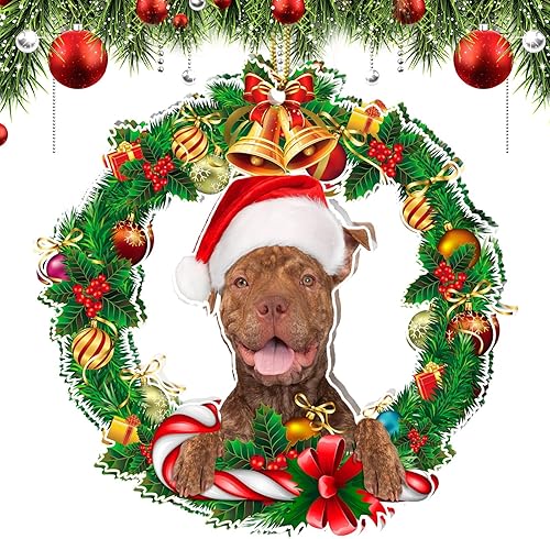 Pitbull - Adorno de Navidad 2022 regalos de Pitbull para amantes de Pitbull y mujeres adornos de Pitbull para árbol de Navidad decoración de Navidad