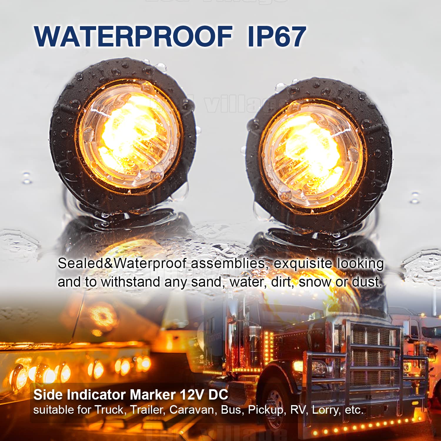 Amber LED Clearance Marker Light With Clear Lens - 3/4 Inch Round, 12V (Blazer Style C534BCK)