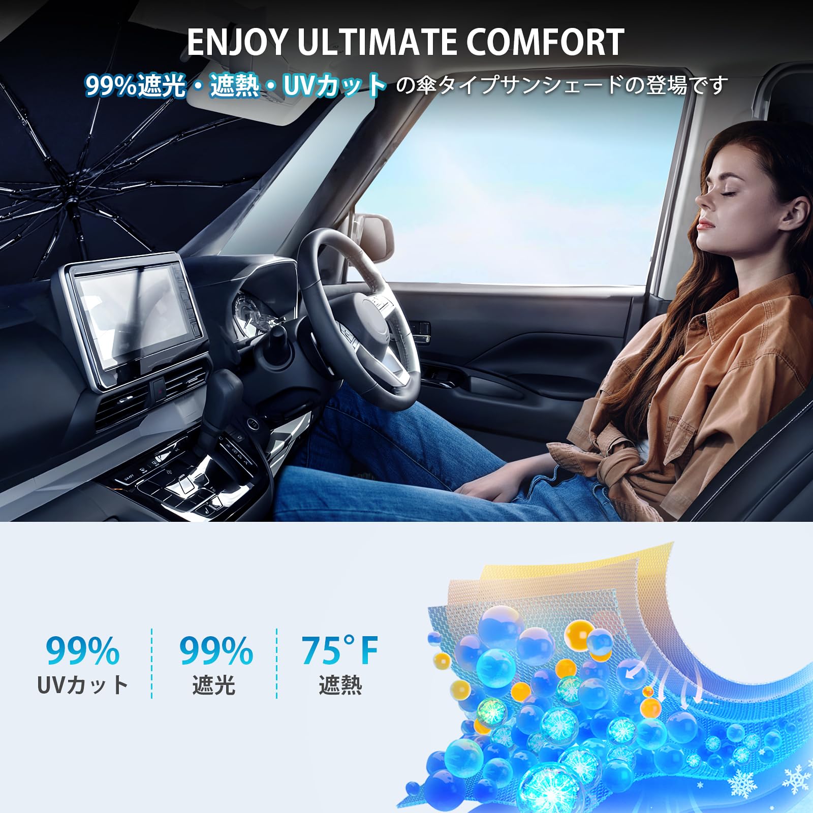 Amazon.co.jp: 三菱 デリカ D:5 車種専用 傘型サンシェード 360°回転 