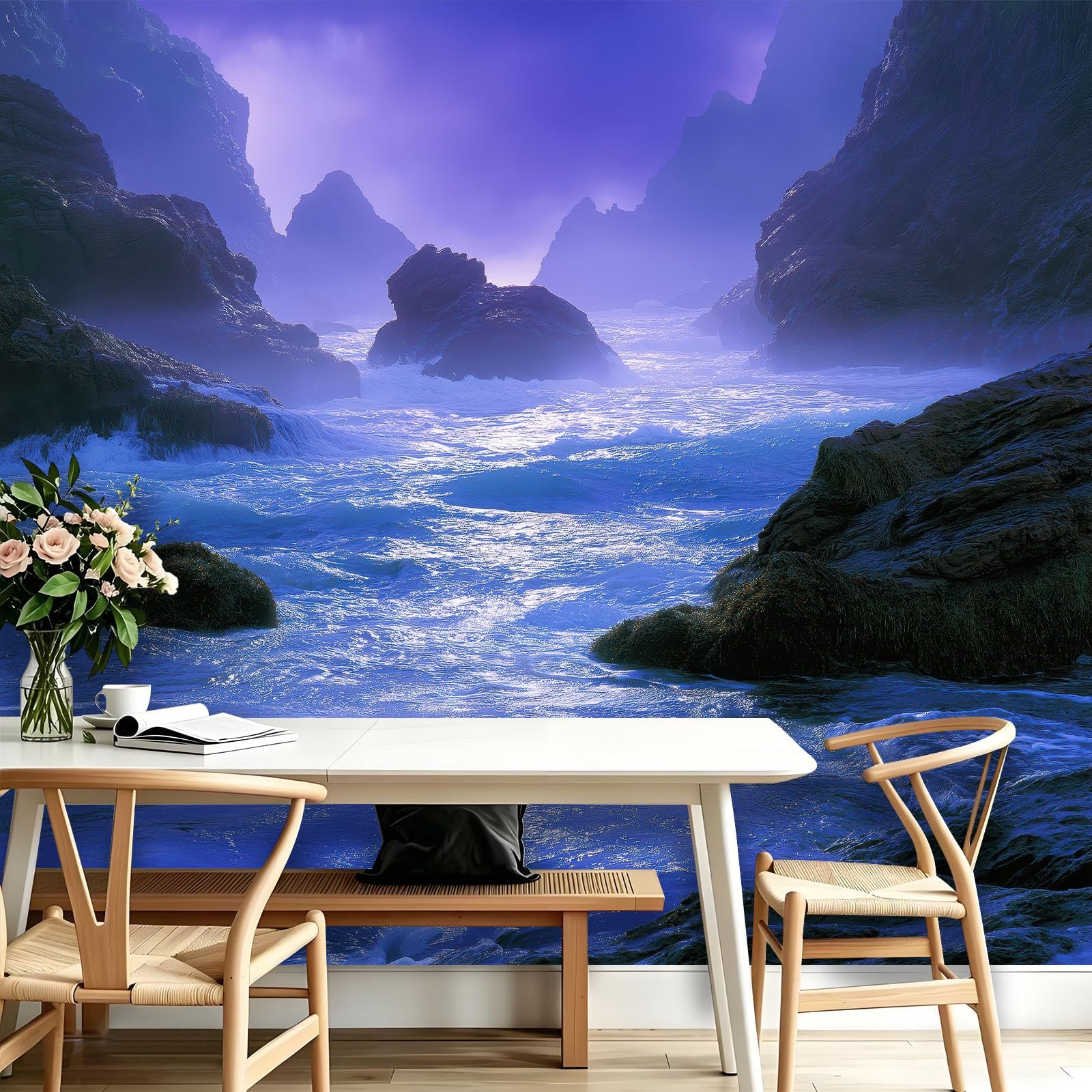 Genérico - Papel pintado (350 x 256 cm), diseño de Océano Océano Ola Montaña