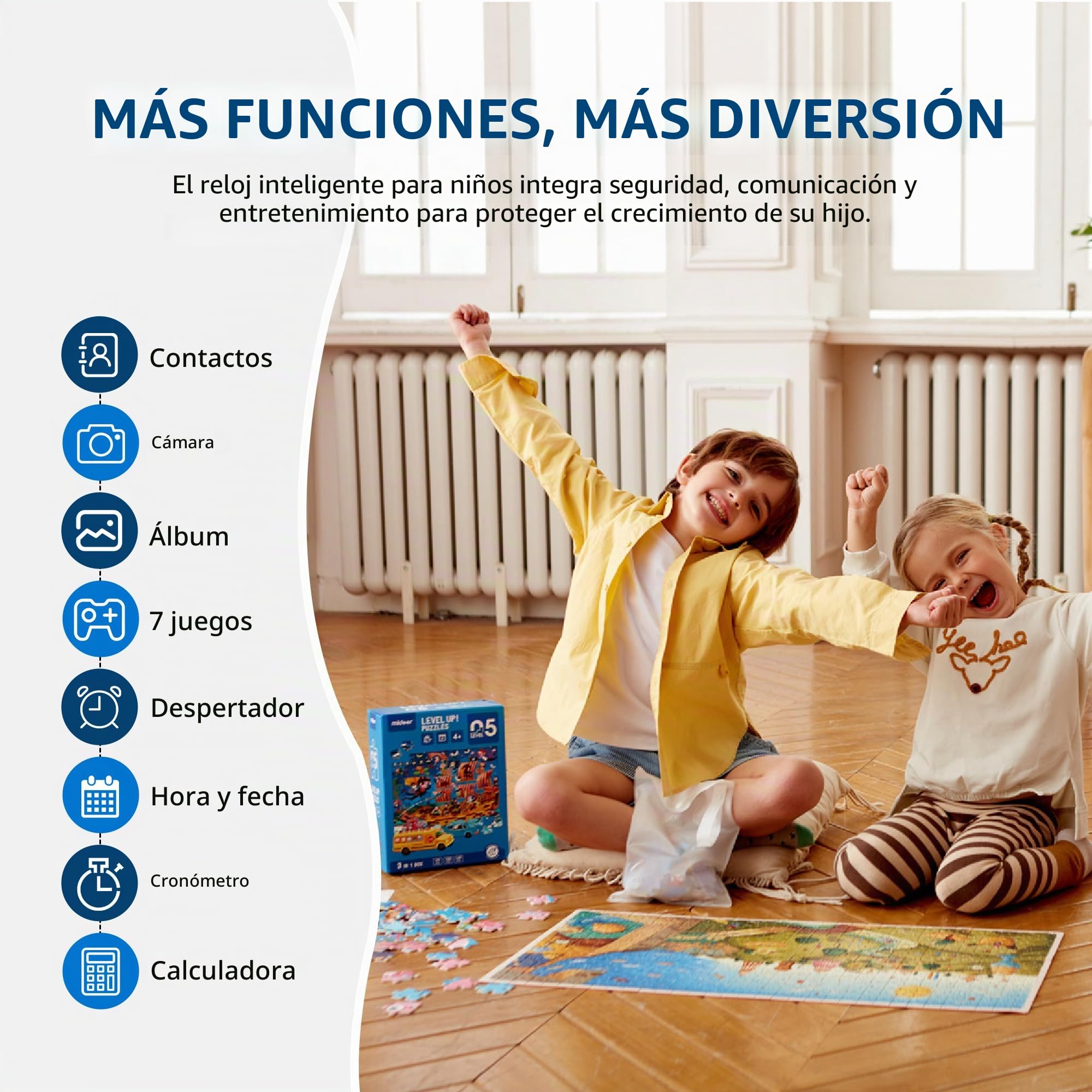 4G Reloj Inteligente Niño, Smartwatch Niños con GPS y Llamadas, Teléfono, HD Videollamadas, Chat de Voz, SOS, Modo Escuela, Cámara, Juegos, Despertador, IP68 Regalo Reloj Niñas Niños Negro