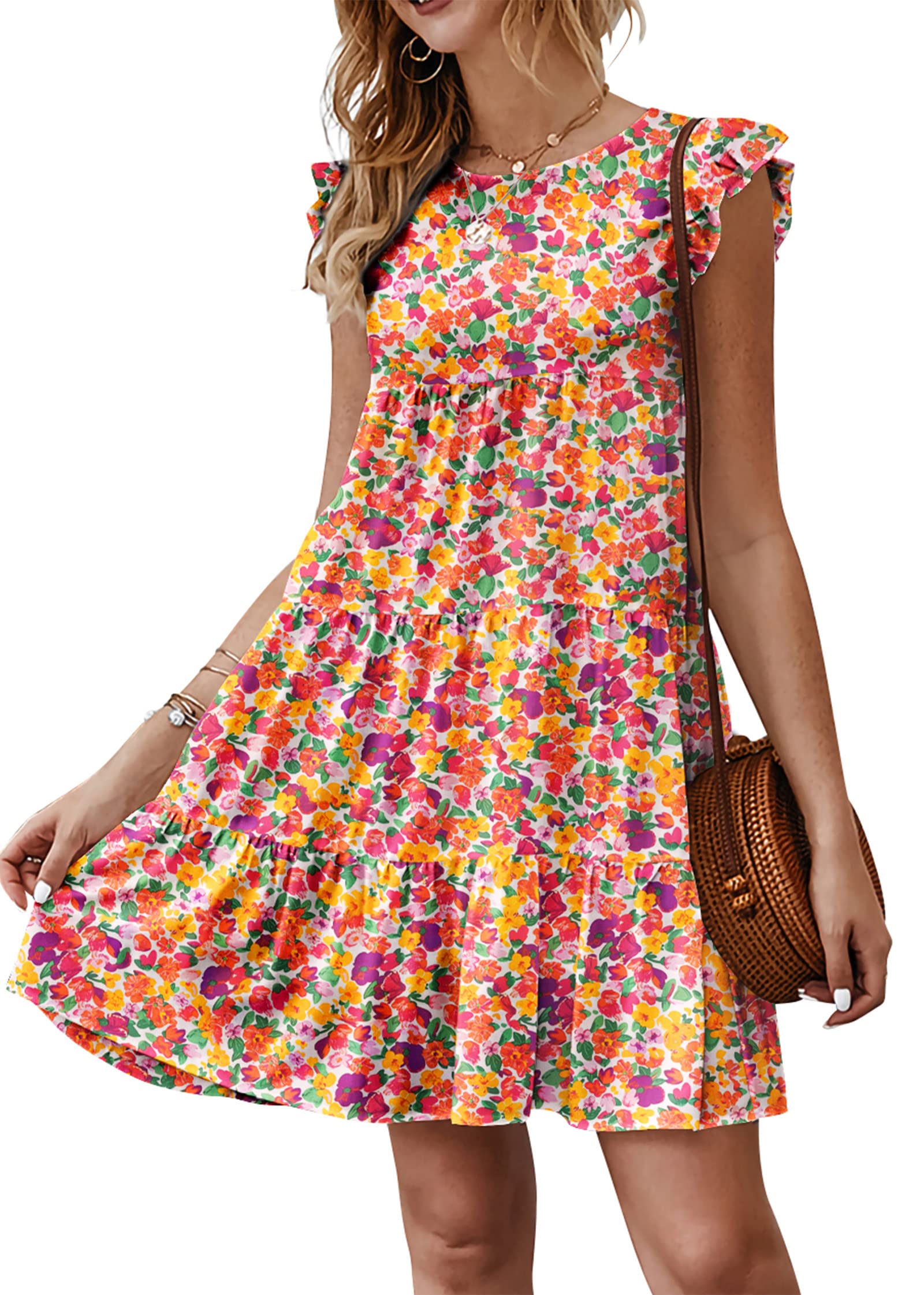 KIRUNDO Summer Dresses for Women Sundress Babydoll Dress