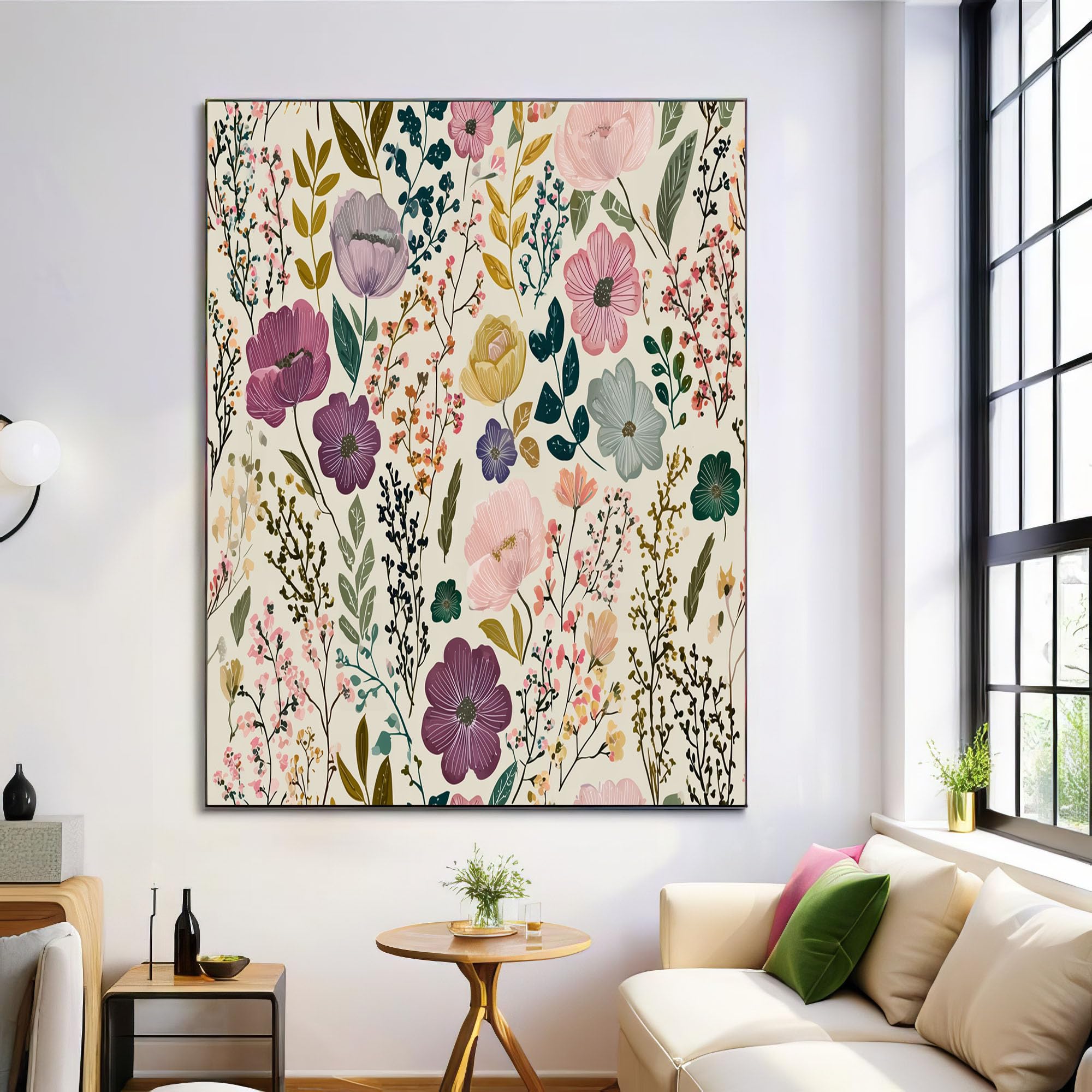 Arte de pared: jardín japonés en pintura floral pintada a mano de 70x100cm para decorar tu salón 8