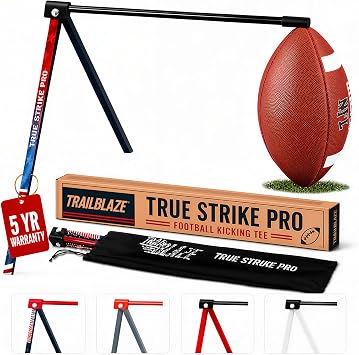 True Strike Pro Football Kicking Tee - Ultimate Football Tee Compatible with All Ball Sizes, Bonus Goal Kicking Tracker, Field Goal Football Holder