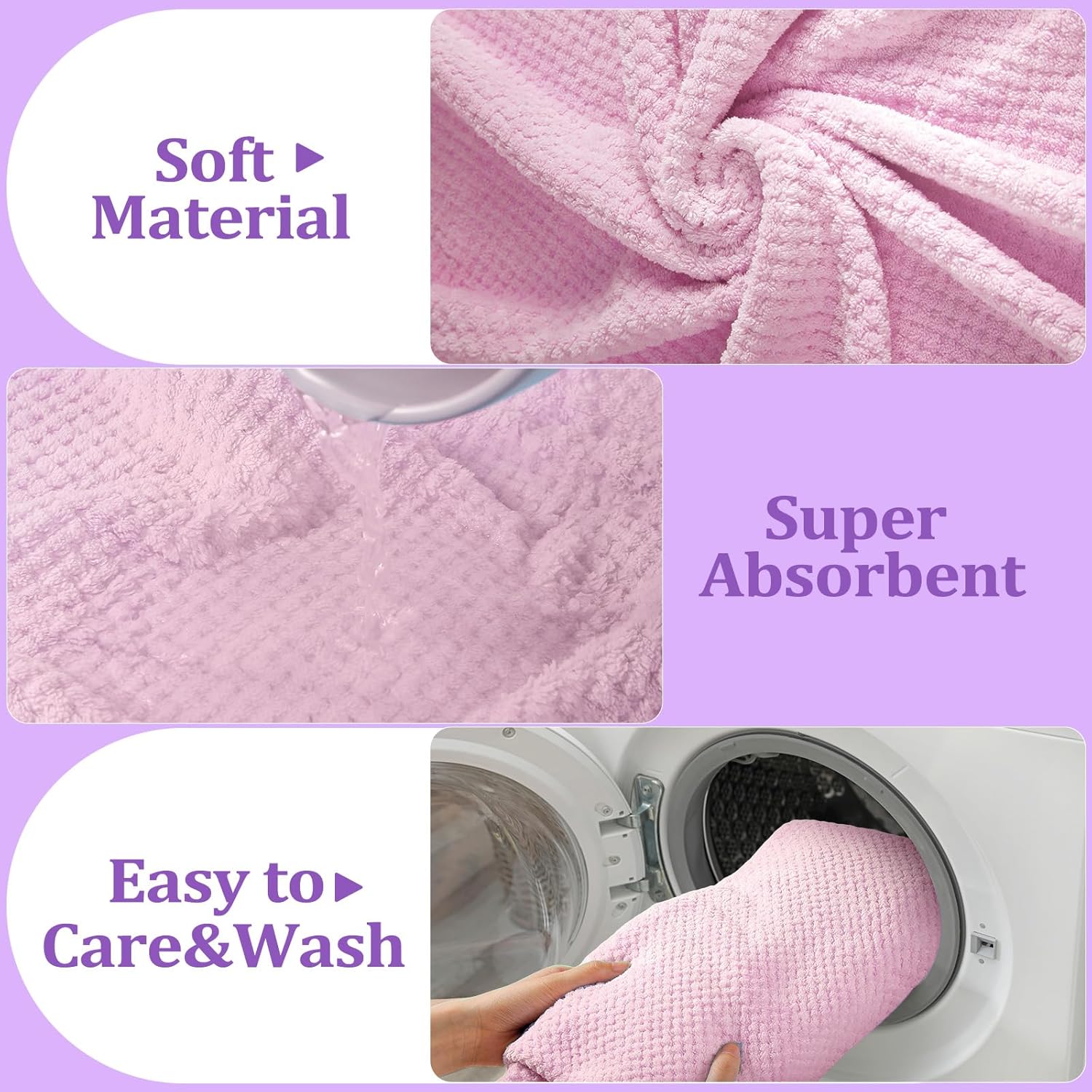 Preboun 12 Pcs Bath Towels and Washcloths 4 Sets Microfiber Bathroom Beach Pool Towel Set Quick Dry Coral Velvet Highly Absorbent for Fitness Sports Shower Travel Spa Hotel(Pastel Colors)