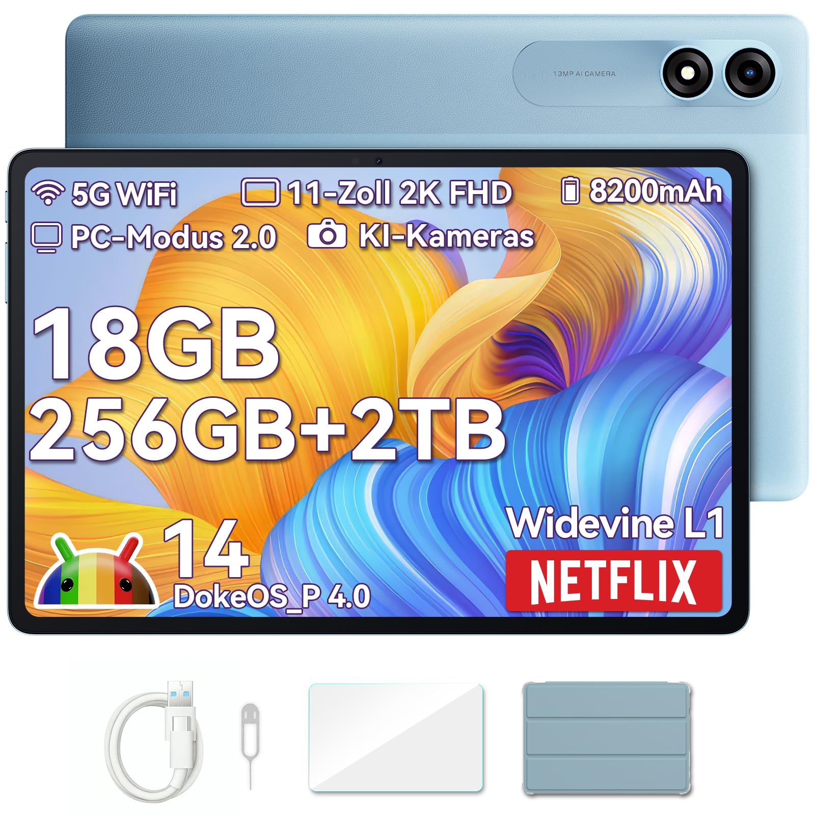 Blackview Tab9 WiFi 11 Zoll Android 14 Tablet mit 18GB RAM