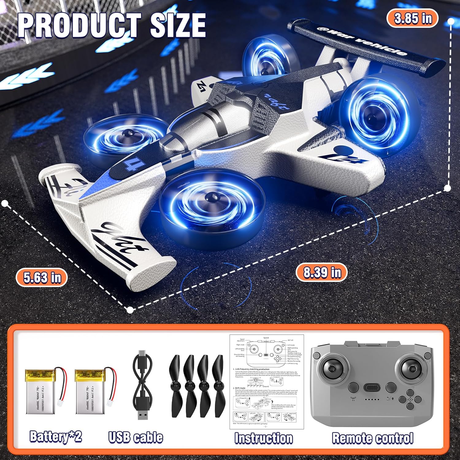 MSKOLER Remote Control Airplane for Kids, 2 Type of Remote Control Car or RC Plane, Indoor Outdoor Foam Plane with Railcar Race, Tricks, Birthday Airplane Gift Toys for Boys Girls Adults 8-12 Year Old