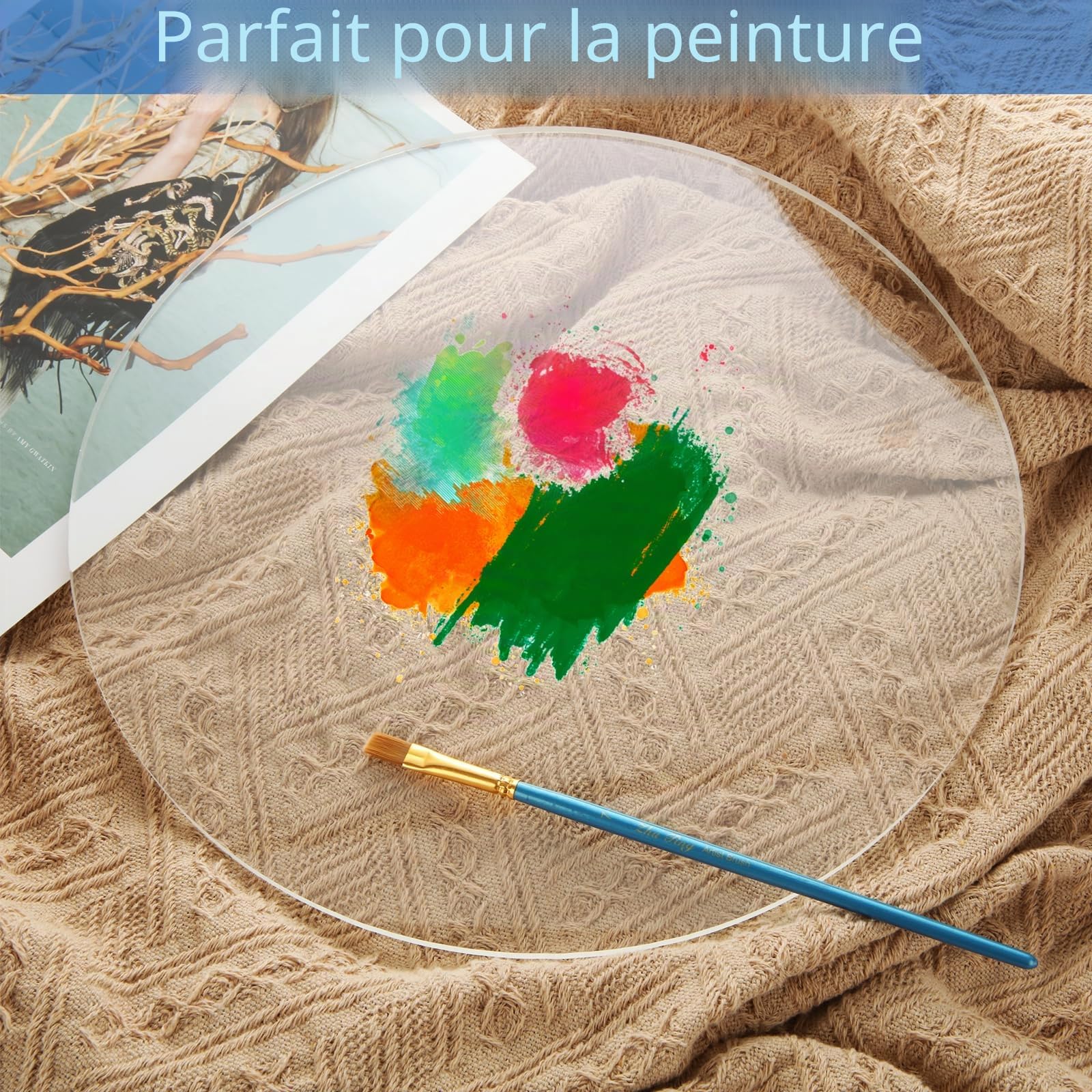 14 Pièces Feuilles Acryliques Transparentes, 20 cm Acryliques Rondes, 2mm d'épaisseur Disque Rond pour Peinture, Présentoir à Gâteaux et Bricolage