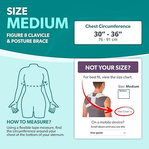 Miniatura 10 de BraceAbility Figura 8 Soporte de clavícula y corrector de postura  Eslinga de clavícula rota para lesiones y fracturas correa de soporte de hombro