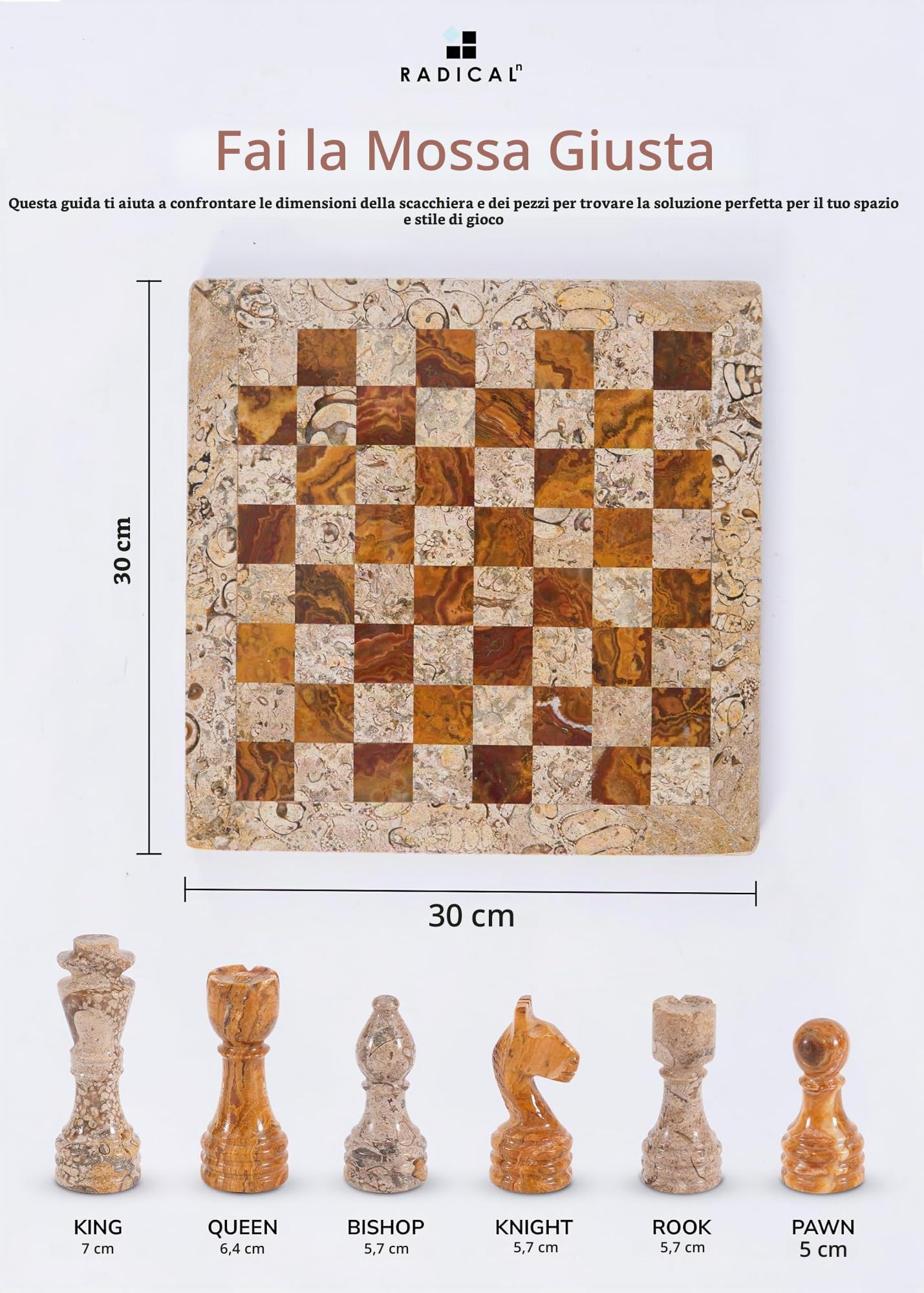 fjackets RADICALn 15 pollici corallo fossile e marmo marrone scuro ponderato fatto a mano Set di giochi da scacchiera più popolari - Set di scacchi per decorazioni per la casa in stile classico Staunt