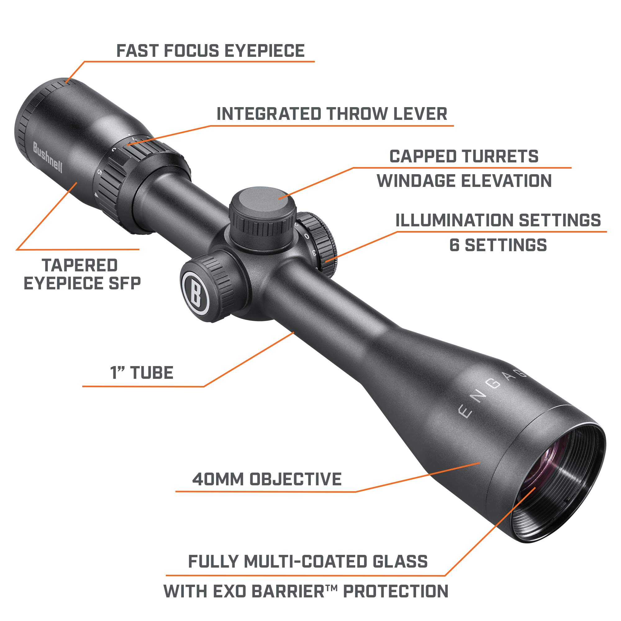 実物 Bushnell Engage 3-9×40 ライフルスコープ Bushnell Engage Riflescope, 3-9x40mm, Matte Black : Amazon