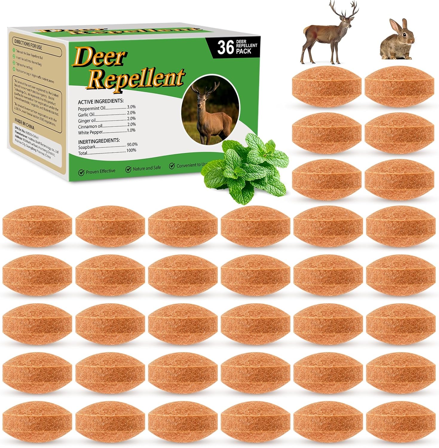 36 Pack Deer Repellent Rabbit Repellent Outdoor Deer Deterrent for Plants Flower Vegetable Tree Keep Deer Rabbit Out of Lawn Garden