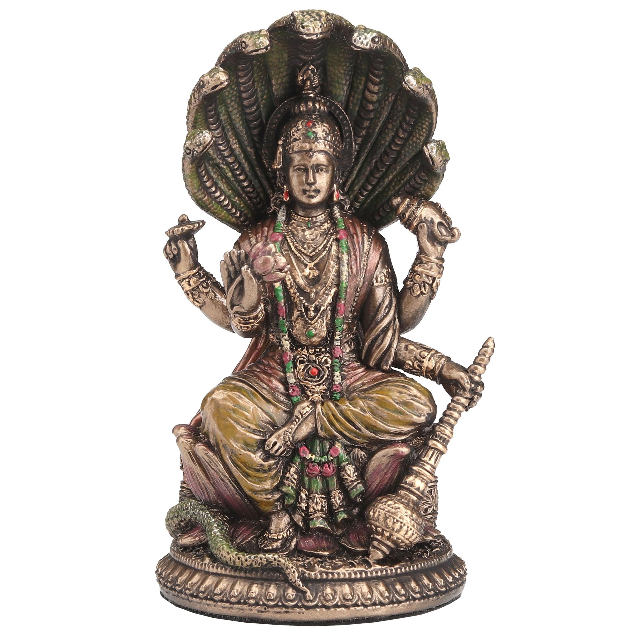 Veronese Design Shesha Vishnu - Scultura in resina fusa a freddo con finitura in bronzo, divinità indù da 9 cm