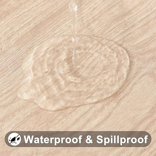 Miniatura 266 de Smiry - Mantel redondo de vinilo ajustable con bordes elásticos y parte trasera de franela, mantel de vinilo impermeable, lavable, diseño enrejado