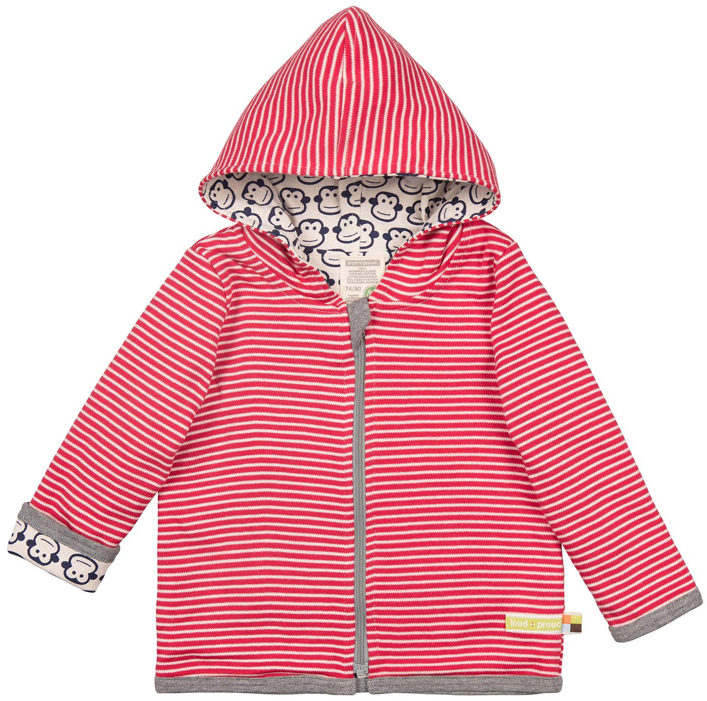 loud + proud Unisex Baby Wendejacke Aus Bio Baumwolle, GOTS Zertifiziert Jacket Not Applicable, Red (Tomato to), 74/80