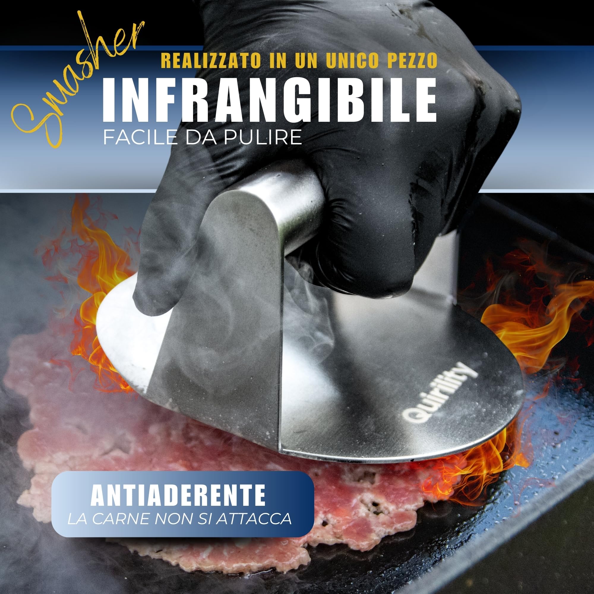 Smash Burger Kit - Kit Professionale in Acciaio Inossidabile con Certificato EU Contatto Alimentare - Pressa per Hamburger - Smash Burger Press - Schiaccia Hamburger (PRO (3 Pezzi))