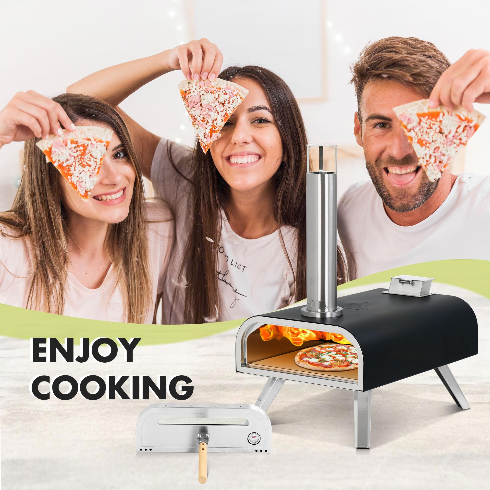 Costway Outdoor Pizza Oven Wood Fired Pizza Maker W/ Thermometer