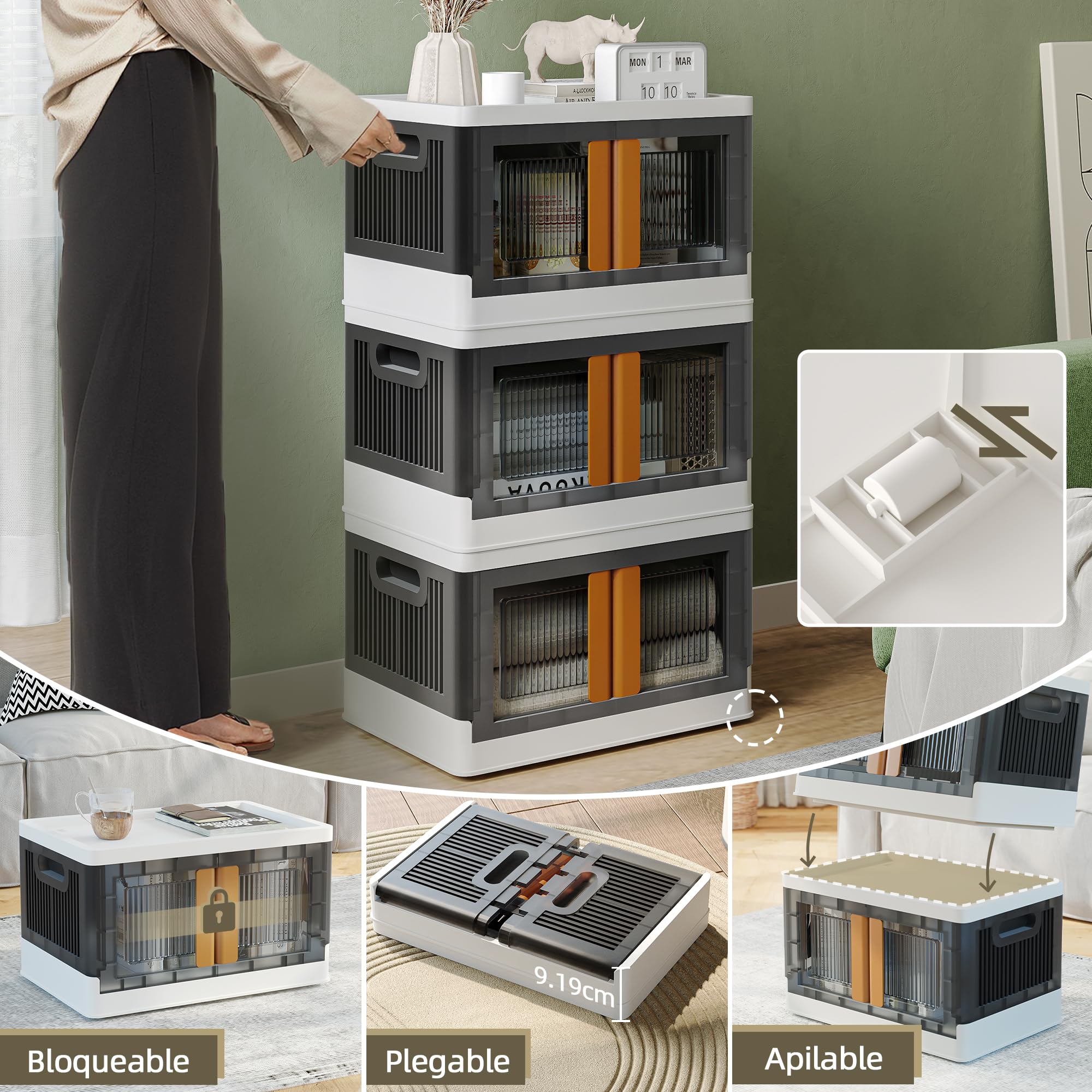 NETEL Cajas Almacenaje Plastico Grandes,4x 94L Storage Box,Caixas Arrumação Plastico,Transparente Cajas de Almacenamiento Apilables con Tapas y Ruedas, Caja de Plástico Duro y Grueso