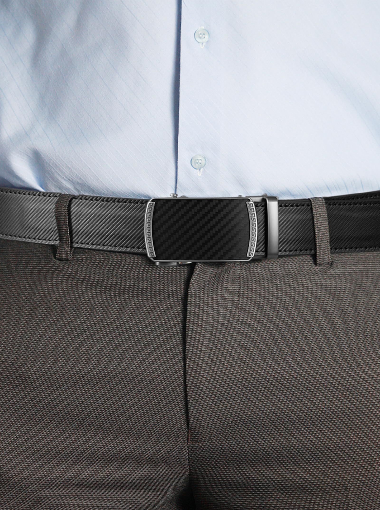 SKiporty Mens Belt,Ratchet Belts for Men Leather 1 3/8'' Adjustable for Dress Jeans A-Black 01 32