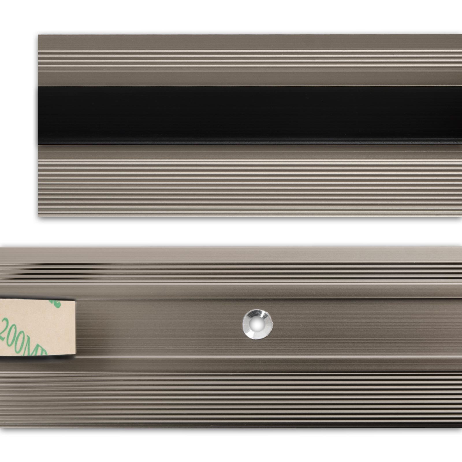 Floordirekt Perfil de borde de escalera de aluminio 134 cm de largo, 1 pieza, incluye tornillos y tacos, perfil de borde de escalón preperforado en forma de L, perfil de ángulo de 37 mm de ancho x 17