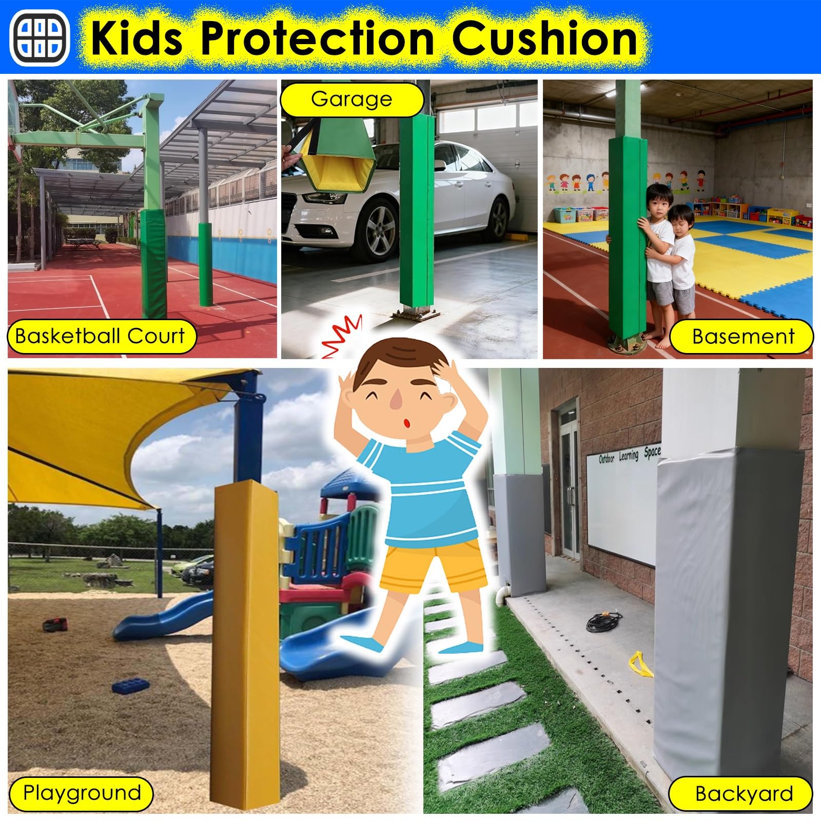 Almohadilla acolchada para poste de baloncesto para aros cuadrados, envoltura acolchada para poste de garaje, funda protectora para equipo deportivo, fácil de instalar y resistente a la intemperie
