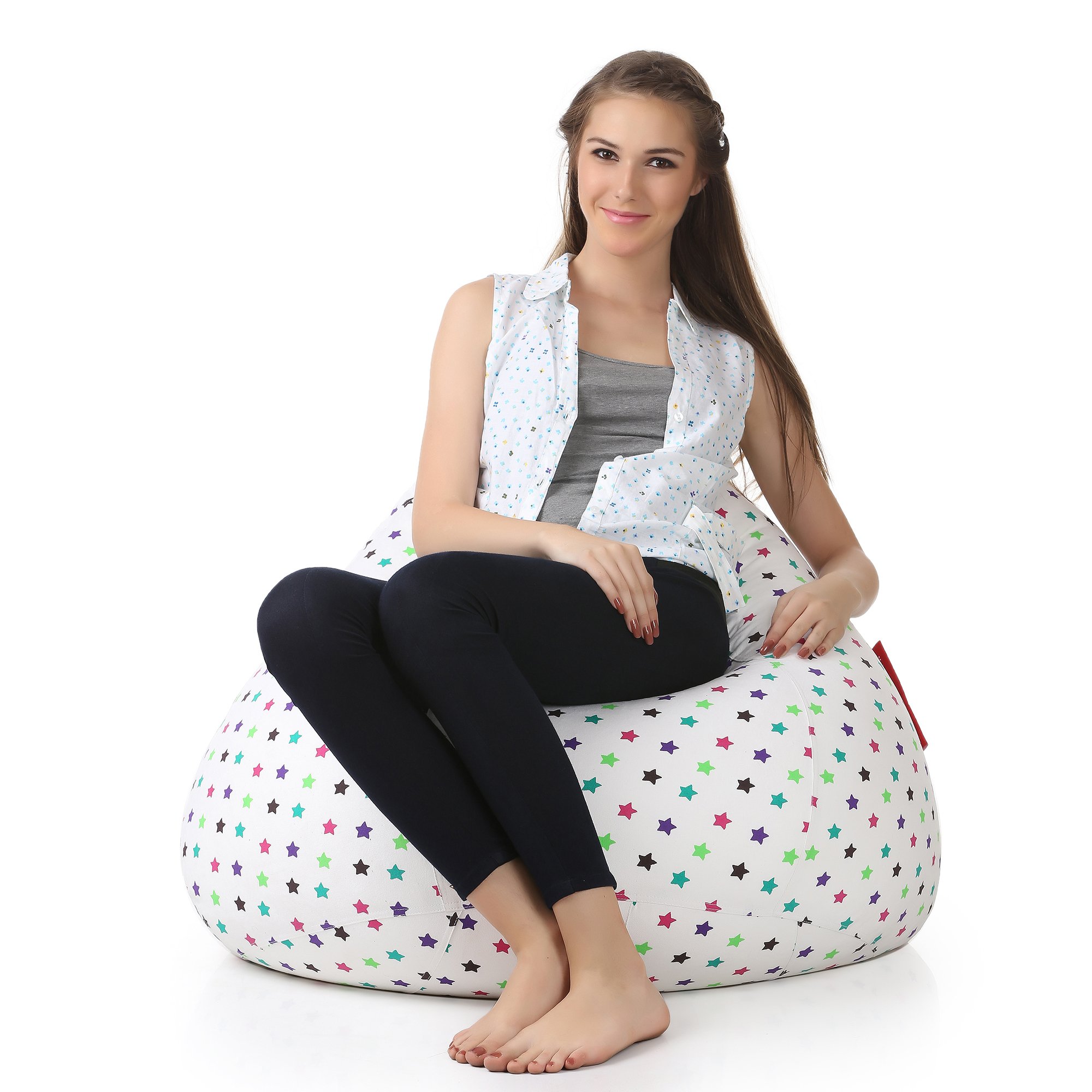 Style Homez Classic Cotton Canvas Star Printed Bean Bag XXXL Size Cover Only 3