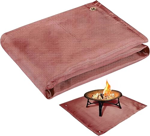Tapete para hoguera, 39.4 x 37.8 pulgadas, manta ignífuga para debajo de la hoguera, compatible con estufa individual, alfombra resistente al calor