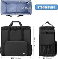 Vista 5 de CURMIO Funda de transporte de PC de doble capa, bolsa de viaje para computadora de escritorio para chasis de PC, teclado, mouse y auriculares, solo