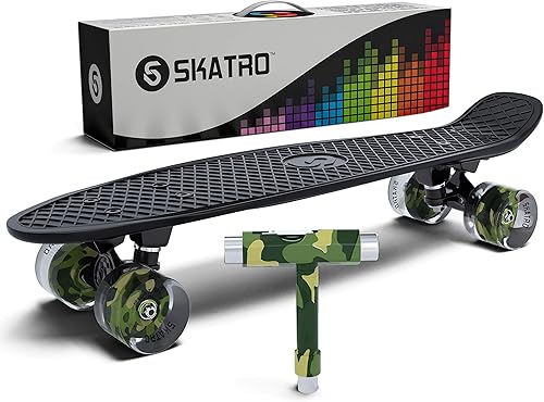 Miniatura 6 de Skatro - Monopatín modelo mini cruiser. Tablero de plástico de estilo retro de 22 x 6 pulgadas.Viene completo.
