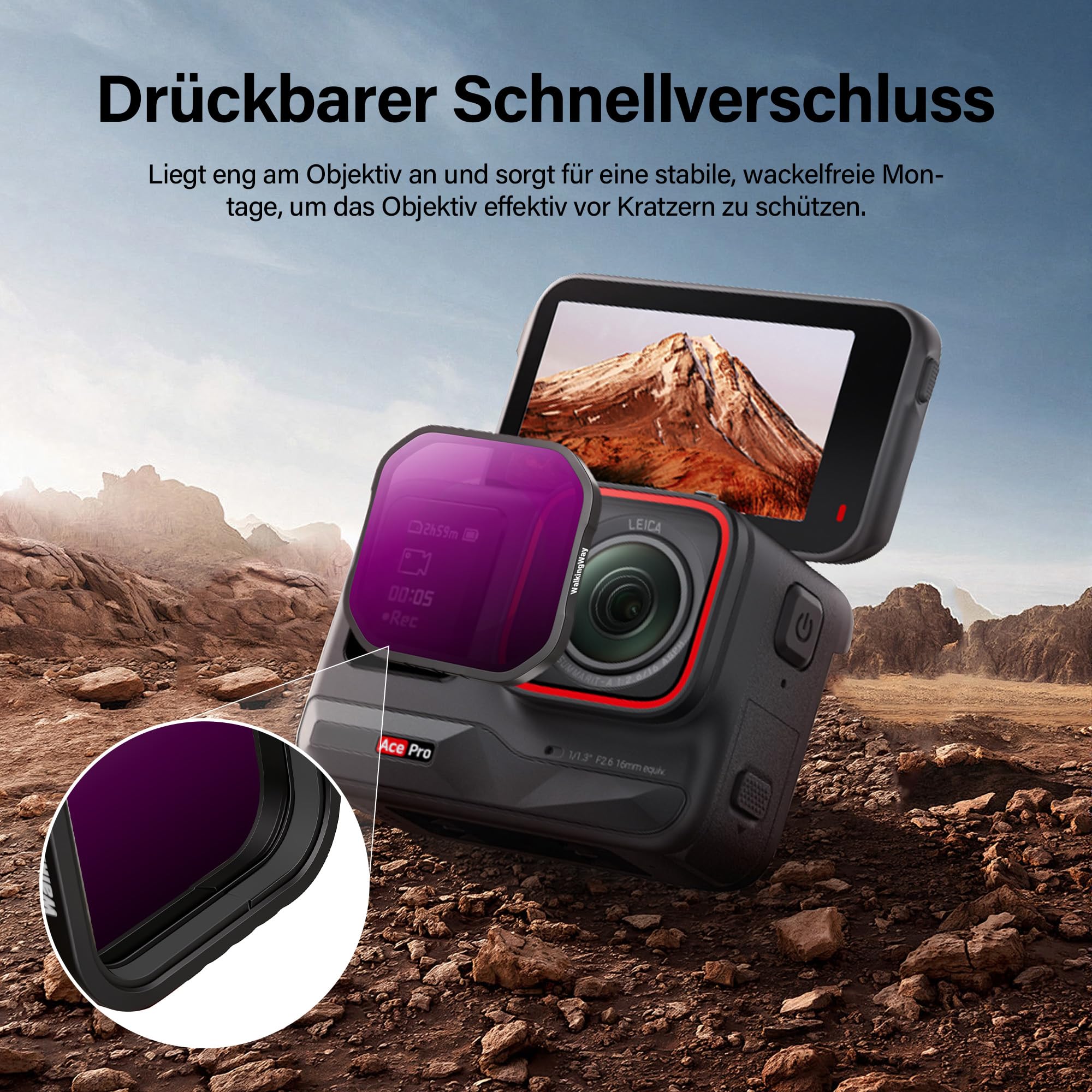 WalkingWay 4-in-1 Set Black Mist 1/4 CPL UV LPR-Nachtfilter für Ace Pro 2