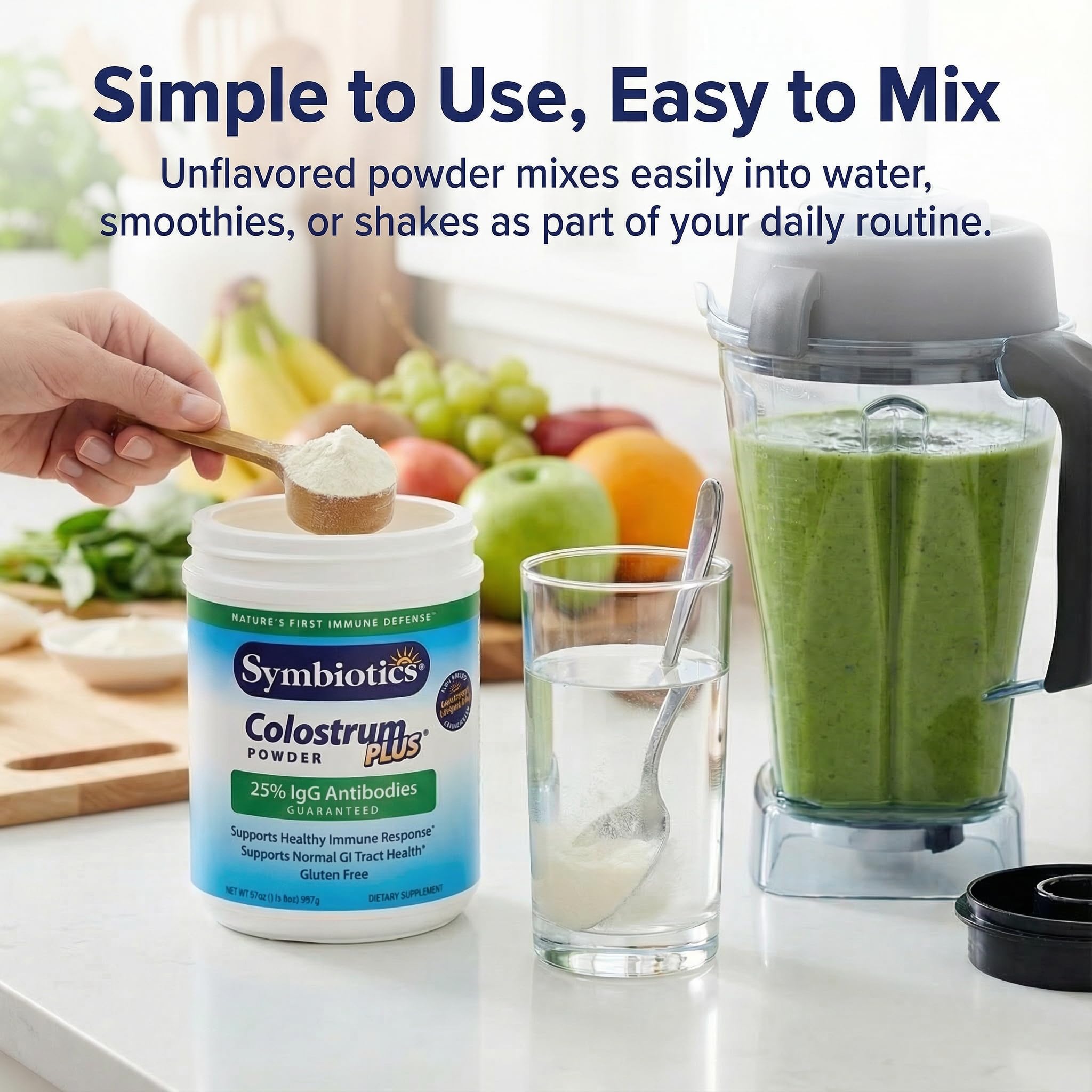 Symbiotics Colostrum Plus Powder 21 oz Immune & Muscle Recovery Support, 25% IgG Immunoglobulins, Gut Health & Training Resilience, Unflavored, Gluten Free - 21 oz — Amazon image 8